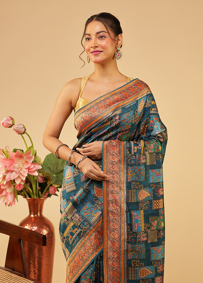 Multicolor Handloom Pure Georgette Saree With Blouse Piece