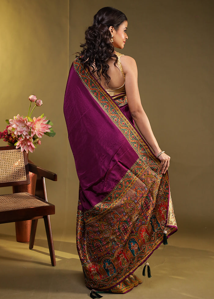 Multicolor Handloom Pure Georgette Saree With Blouse Piece
