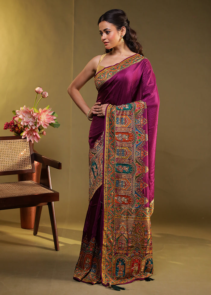 Multicolor Handloom Pure Georgette Saree With Blouse Piece