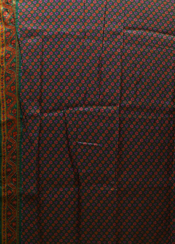 Multicolor Handloom Pure Georgette Saree With Blouse Piece