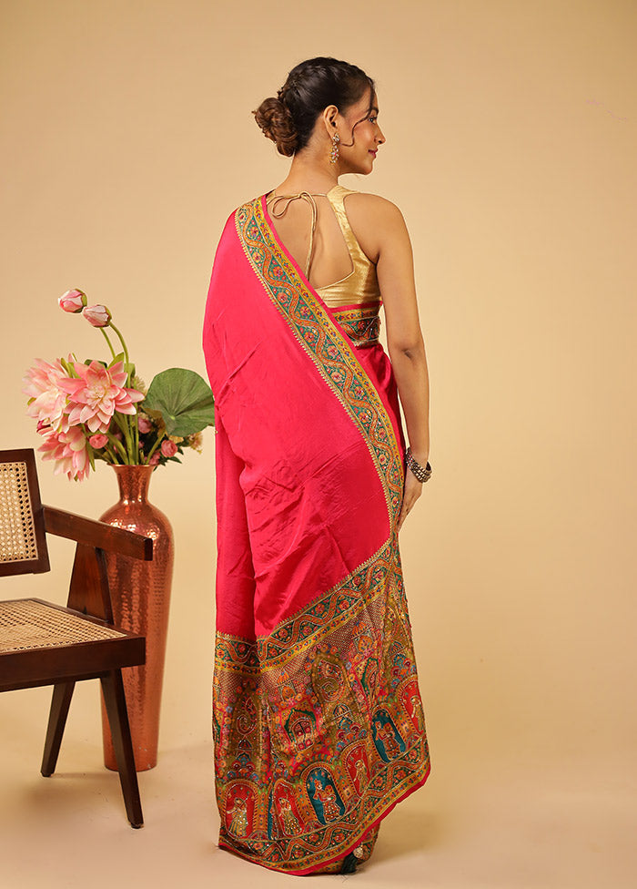 Multicolor Handloom Pure Georgette Saree With Blouse Piece