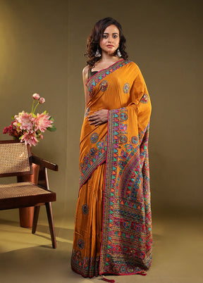 Multicolor Georgette Saree With Blouse Piece