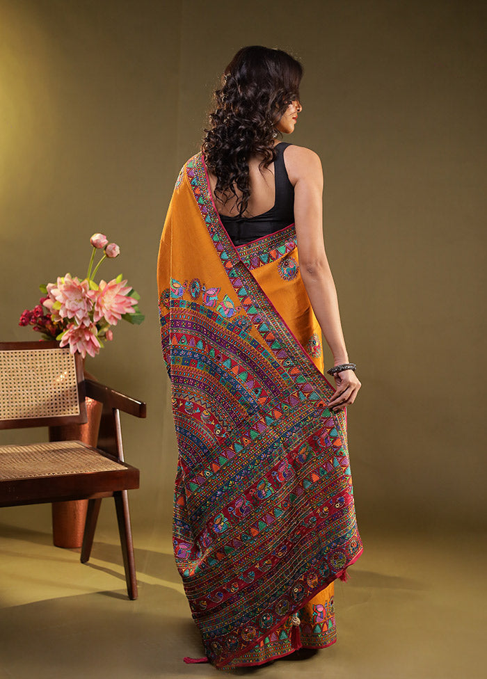 Multicolor Georgette Saree With Blouse Piece