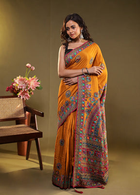 Multicolor Georgette Saree With Blouse Piece
