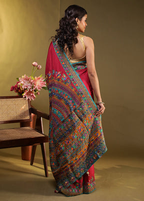Multicolor Georgette Saree With Blouse Piece