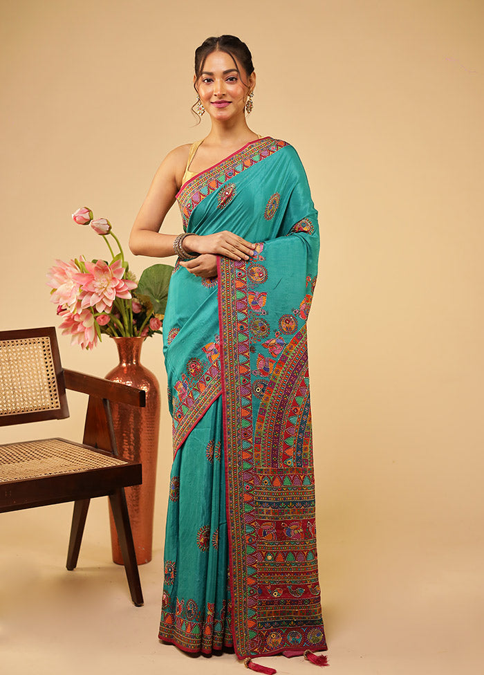 Multicolor Georgette Saree With Blouse Piece