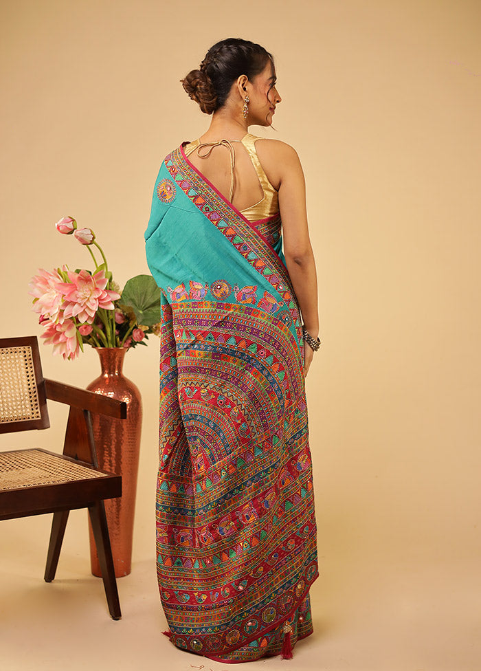 Multicolor Georgette Saree With Blouse Piece
