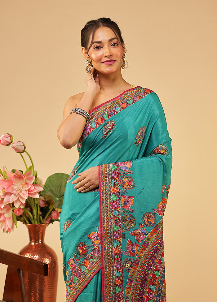 Multicolor Georgette Saree With Blouse Piece