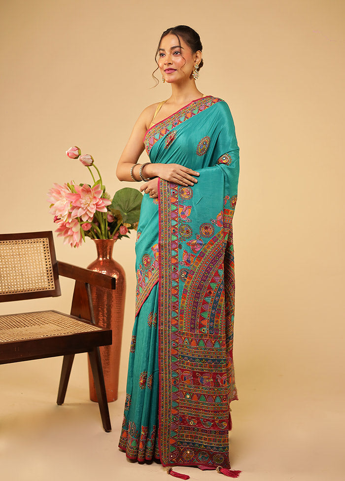 Multicolor Georgette Saree With Blouse Piece