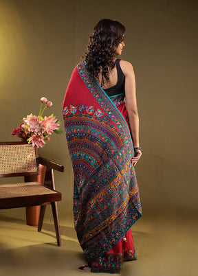 Multicolor Georgette Saree With Blouse Piece