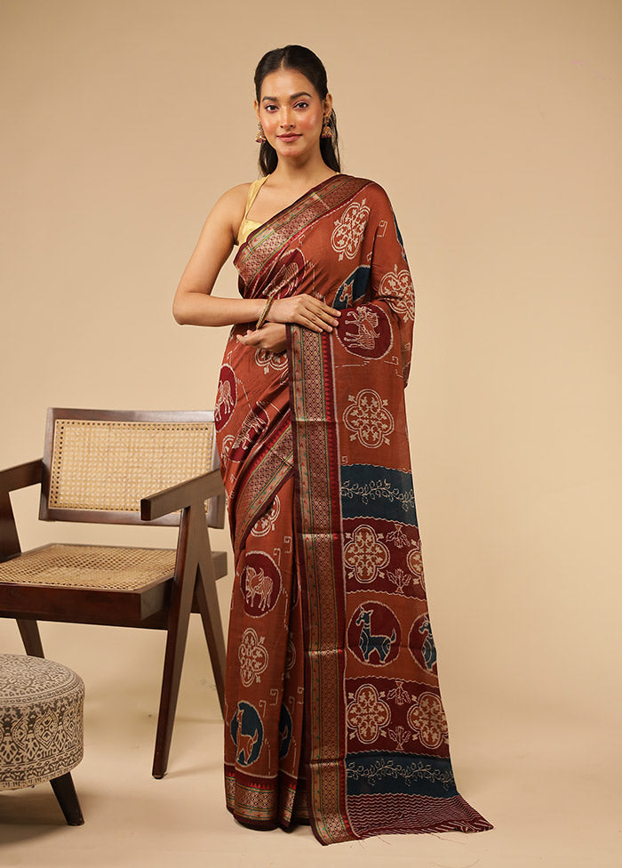 Blue Chanderi Cotton Saree With Blouse Piece