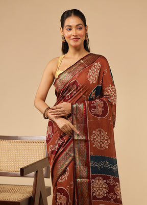 Blue Chanderi Cotton Saree With Blouse Piece
