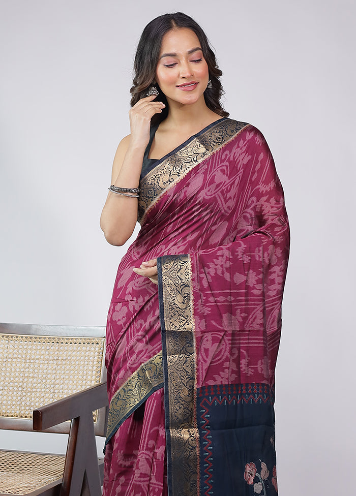 Pink Chanderi Cotton Saree With Blouse Piece