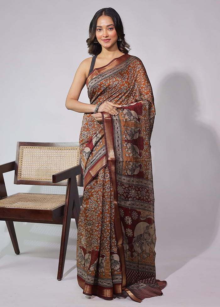 Yellow Chanderi Cotton Saree With Blouse Piece