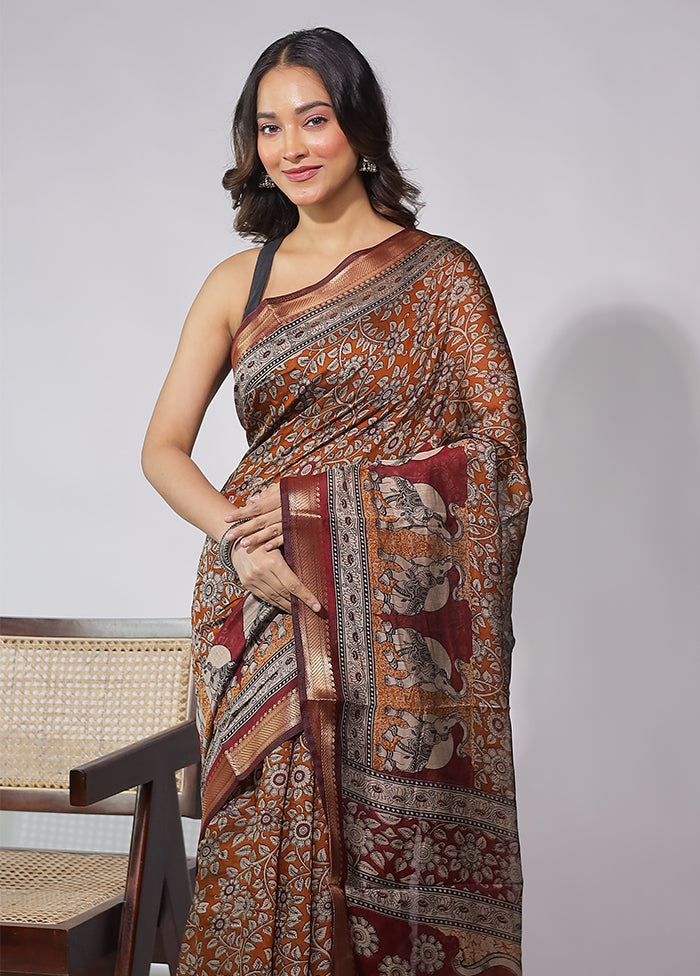 Yellow Chanderi Cotton Saree With Blouse Piece