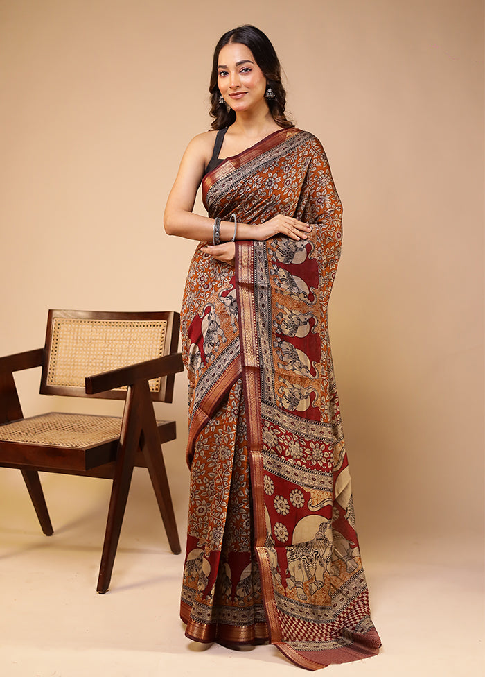 Yellow Chanderi Cotton Saree With Blouse Piece