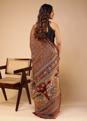 Yellow Chanderi Cotton Saree With Blouse Piece