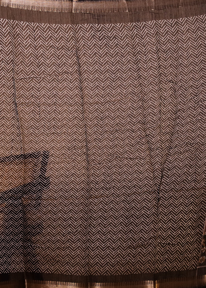 Grey Chanderi Cotton Saree With Blouse Piece