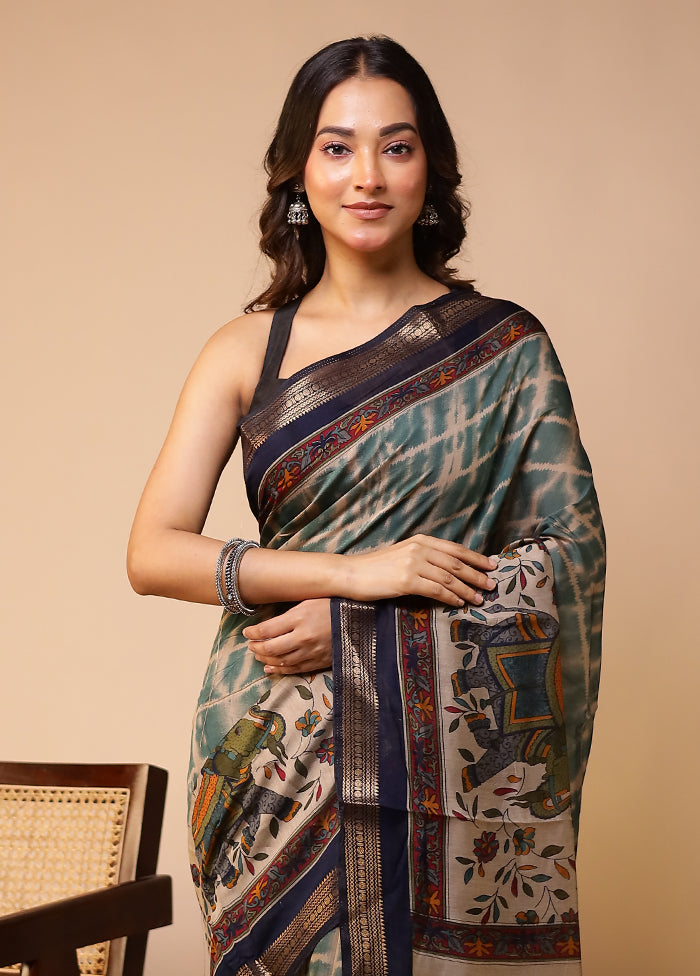 Cream Chanderi Cotton Saree With Blouse Piece