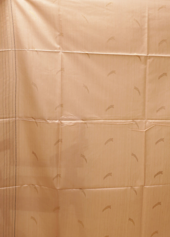 Peach Tussar Silk Saree With Blouse Piece