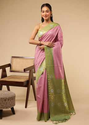 Purple Tussar Silk Saree With Blouse Piece