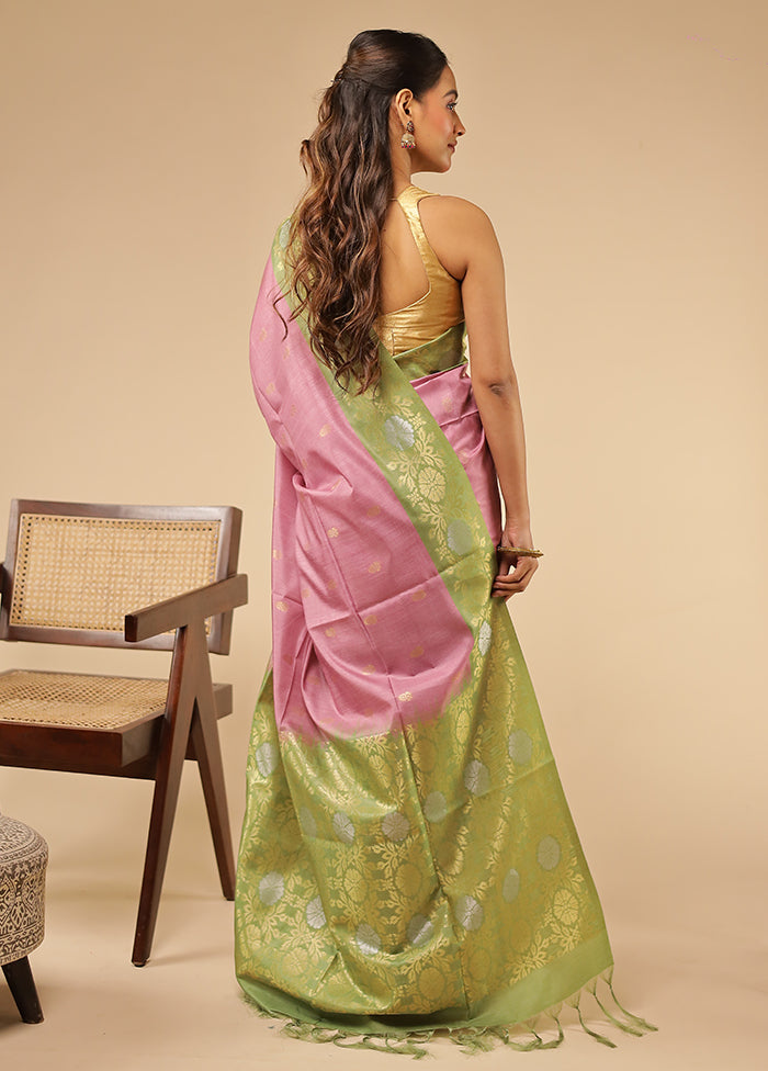 Purple Tussar Silk Saree With Blouse Piece