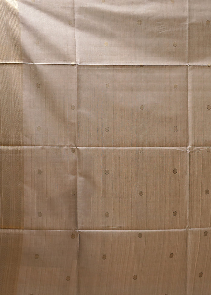 Peach Tussar Silk Saree With Blouse Piece