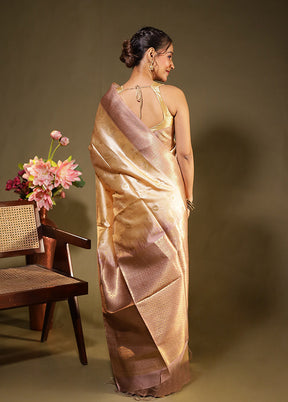 Cream Tussar Silk Saree With Blouse Piece