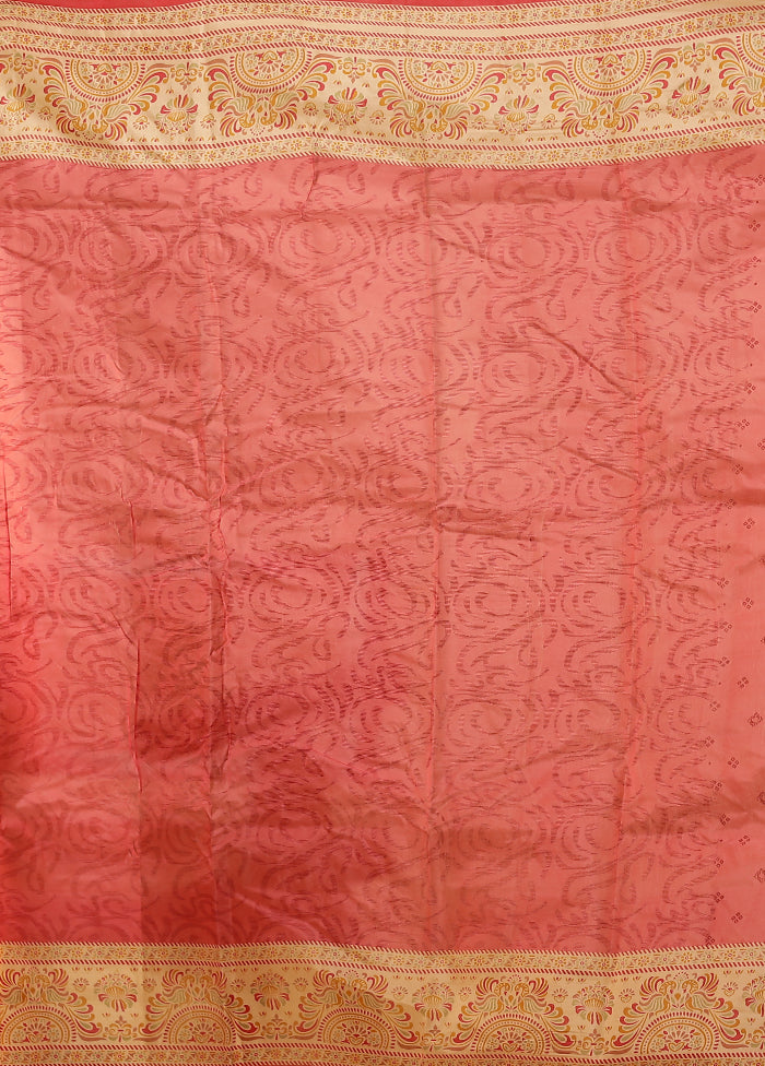 Pink Printed Pure Silk Saree Without Blouse Piece