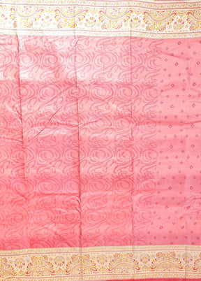 Pink Printed Pure Silk Saree Without Blouse Piece