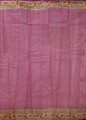 Purple Printed Pure Silk Saree Without Blouse Piece
