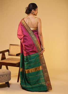Purple Kanjivaram Silk Saree With Blouse Piece