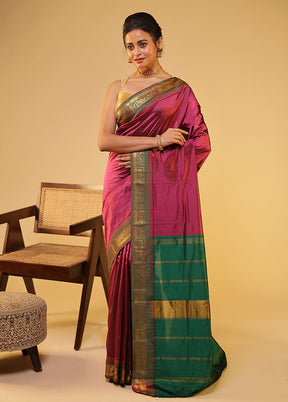 Purple Kanjivaram Silk Saree With Blouse Piece