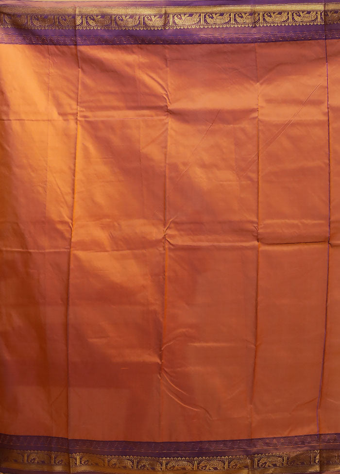 Purple Kanjivaram Silk Saree With Blouse Piece