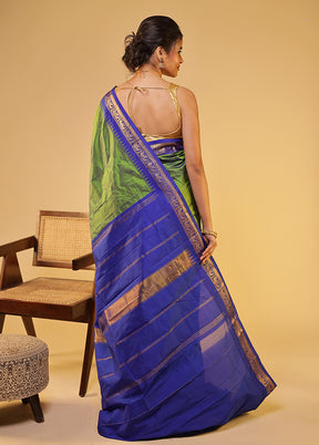 Green Kanjivaram Silk Saree With Blouse Piece