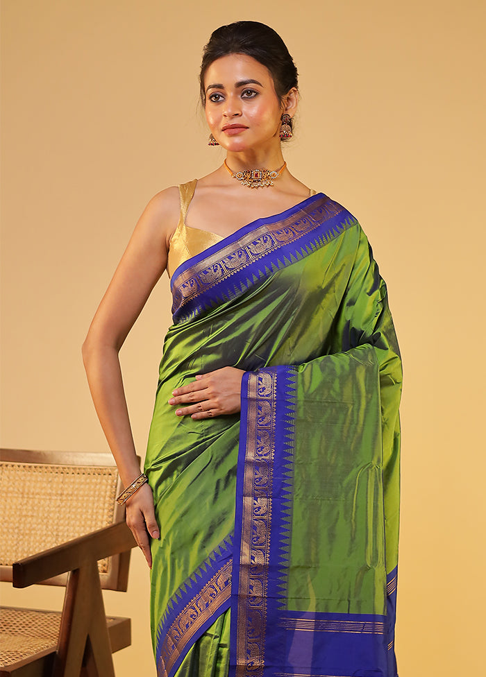 Green Kanjivaram Silk Saree With Blouse Piece