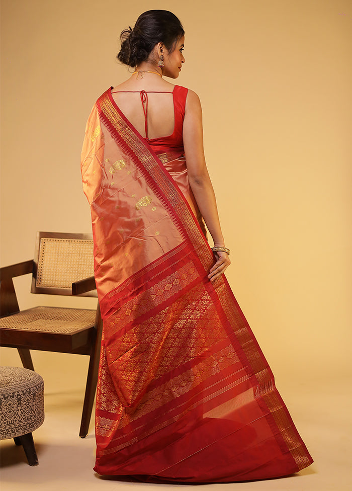 Pink Kanjivaram Silk Saree With Blouse Piece