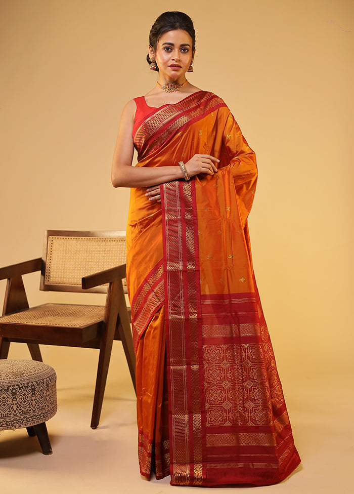 Yellow Kanjivaram Silk Saree With Blouse Piece