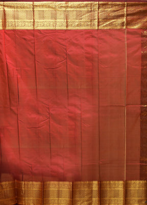Purple Handloom Kanjivaram Pure Silk Saree With Blouse Piece