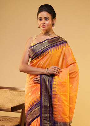 Yellow Gadwal Pure Silk Saree Without Blouse Piece