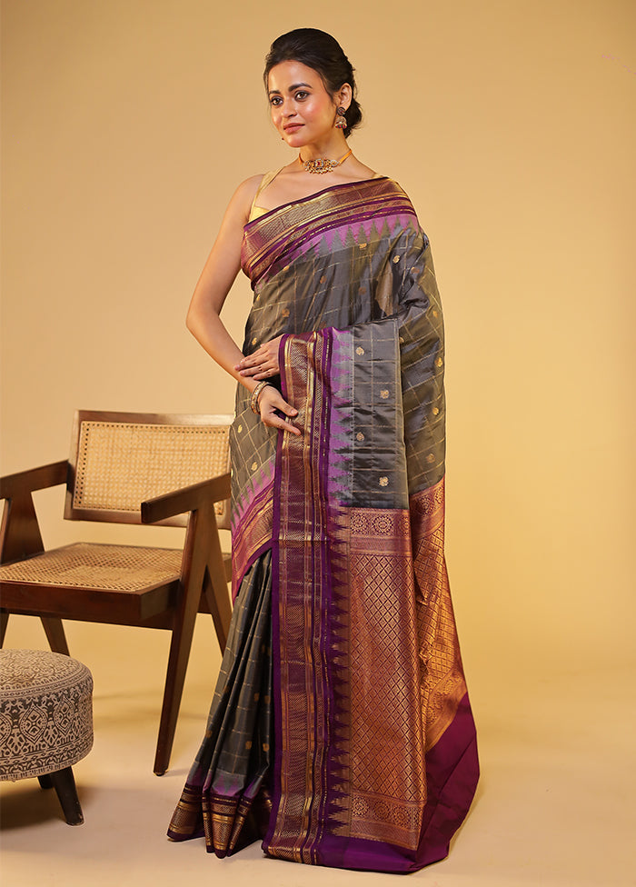 Cream Gadwal Pure Silk Saree Without Blouse Piece