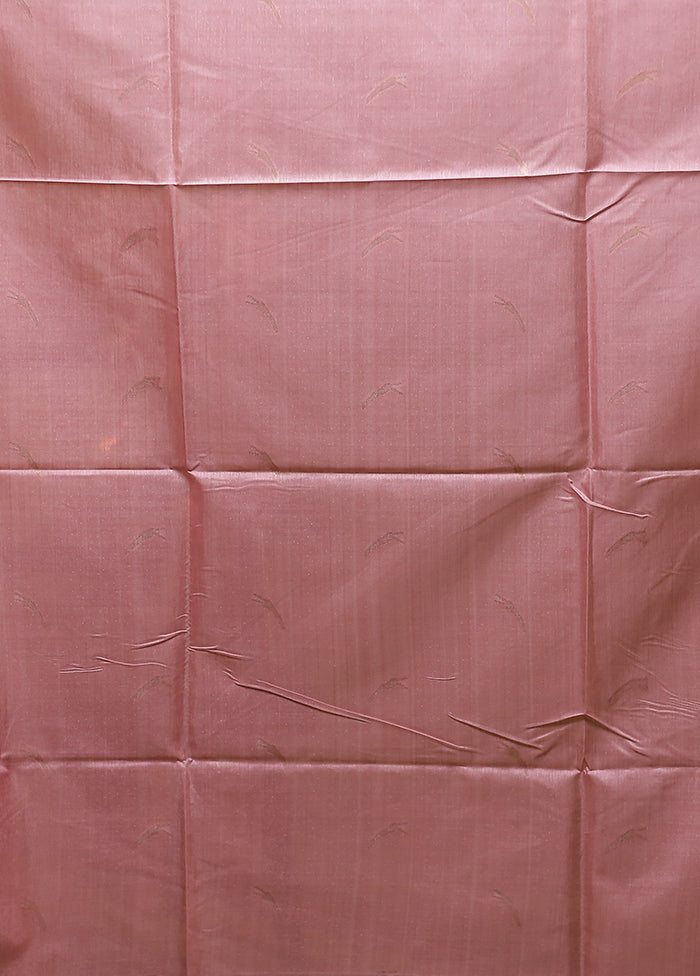 Pink Tussar Silk Saree With Blouse Piece