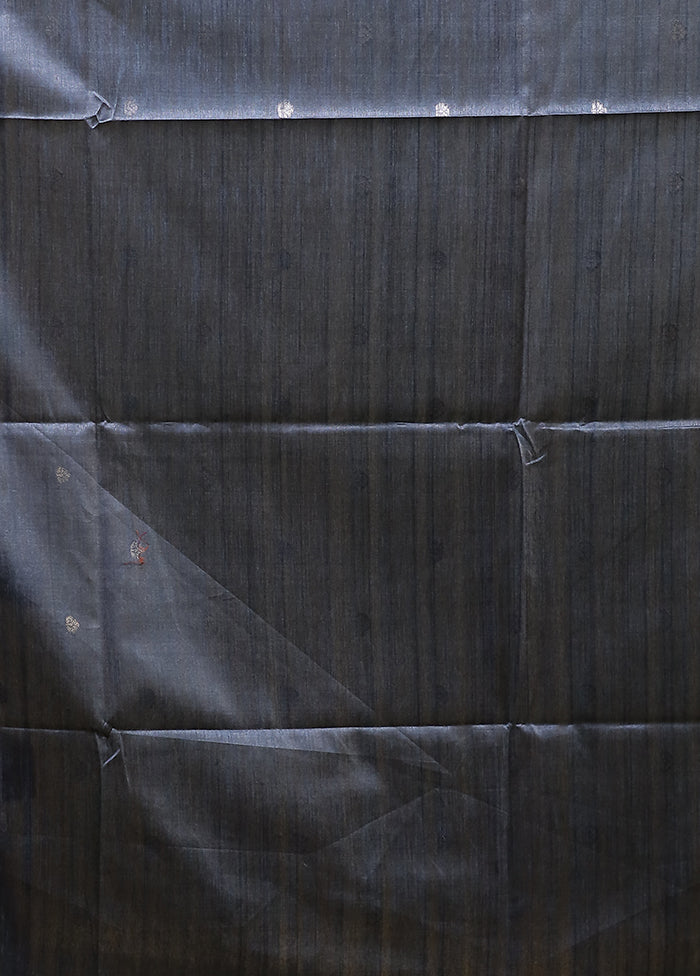 Blue Tussar Silk Saree With Blouse Piece