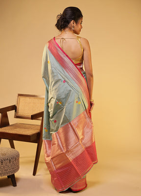 Green Handloom Katan Pure Silk Saree With Blouse Piece