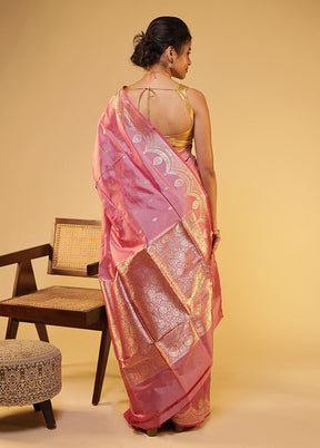 Purple Handloom Katan Pure Silk Saree With Blouse Piece