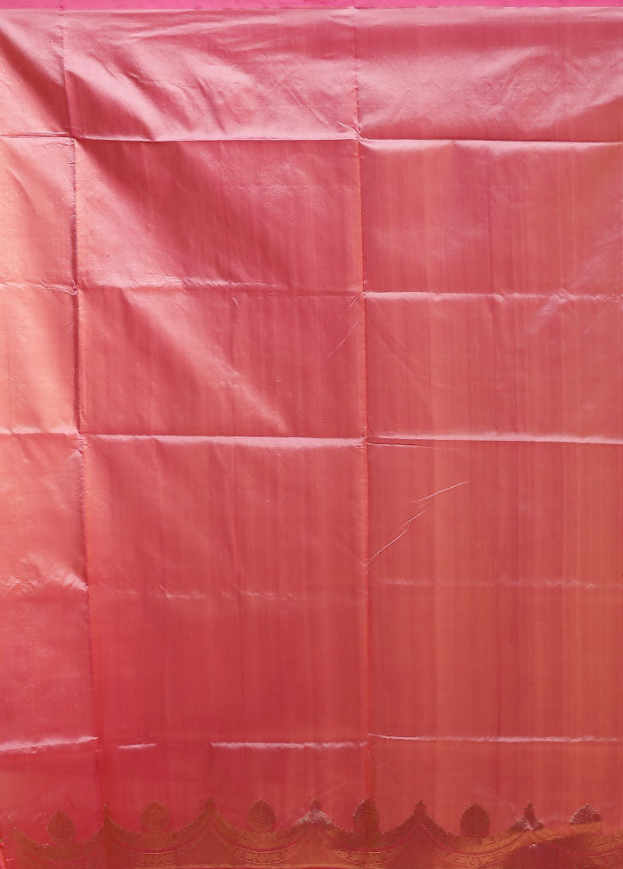 Purple Handloom Katan Pure Silk Saree With Blouse Piece