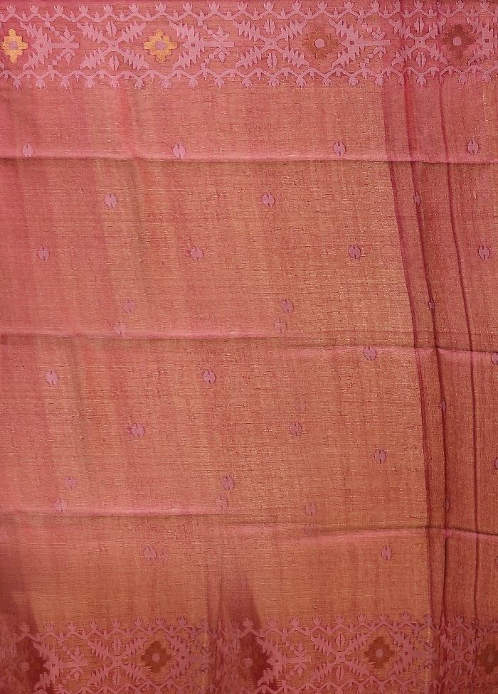 Purple Handloom Tussar Pure Silk Saree With Blouse Piece