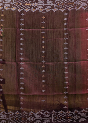 Purple Handloom Tussar Pure Silk Saree With Blouse Piece