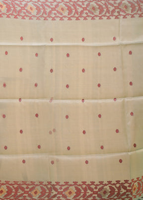 Blue Handloom Tussar Pure Silk Saree With Blouse Piece