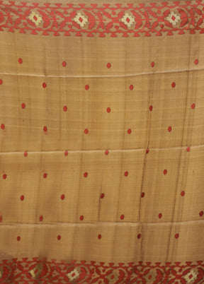 Yellow Handloom Tussar Pure Silk Saree With Blouse Piece